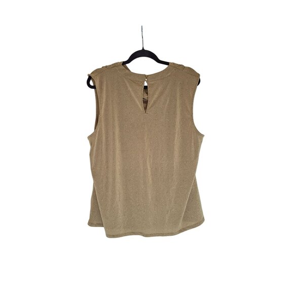 Worthington Womens Cowl Neck Sleeveless Blouse 1X Tan Polyester Blend - Picture 2 of 7